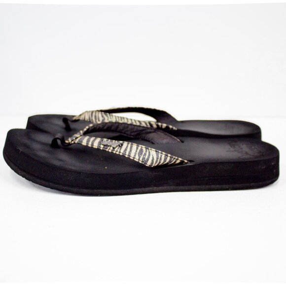 Reef Women's Size 7 Black Star Cushion Sandal Flip Flop Thong Style Open Toe GUC - Picture 6 of 9